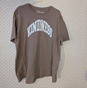 Old Navy XL Tan 'Kindness' Graphic Tee Soft Washed